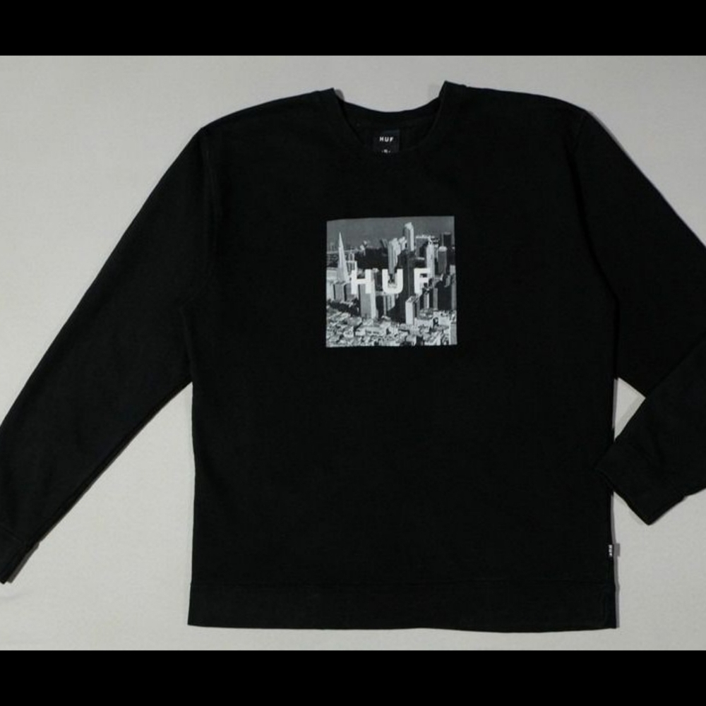 EUC HUF NYC Box Logo Crewneck Sweater Sweatshirt
